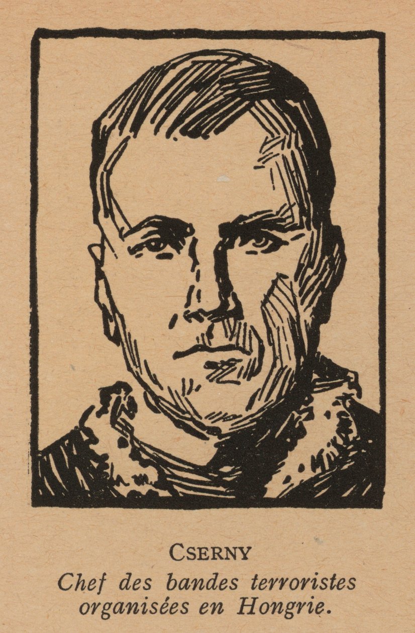 Cserny József, magyar kommunista forradalmár, a Lenin-fiúk vezetője, aki 1919-ben a Magyar Tanácsköztársaság alatt végrehajtotta a vörös terrort (lithó). alkotó: French School