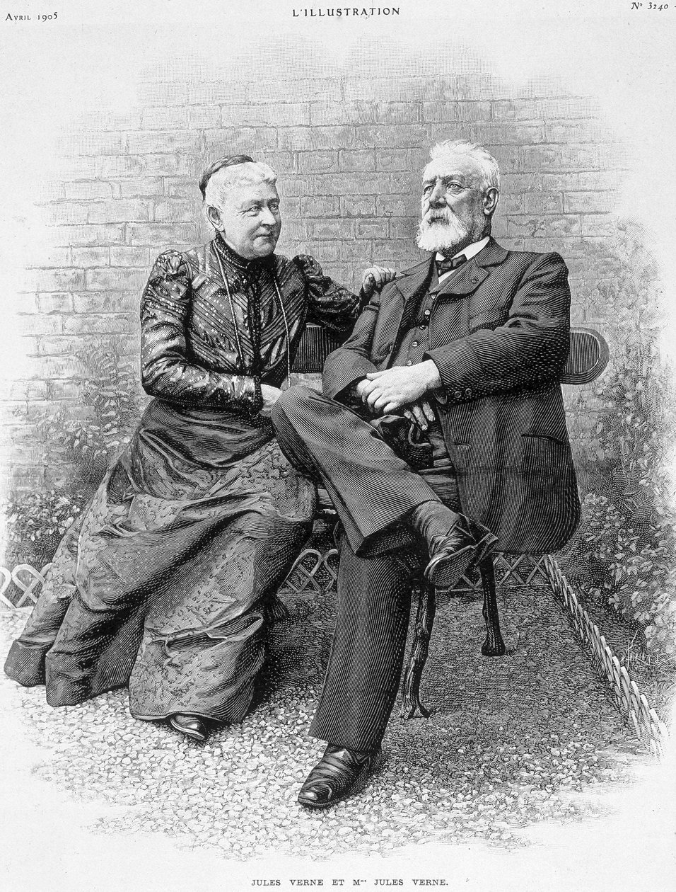 Jules Verne és felesége - metszet alkotó: French School