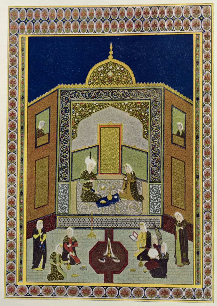 Kadi Pere-au-pet a kupola alatt, illusztráció Az arab éjszakákhoz, 1895 (színes metszet) alkotó: French School