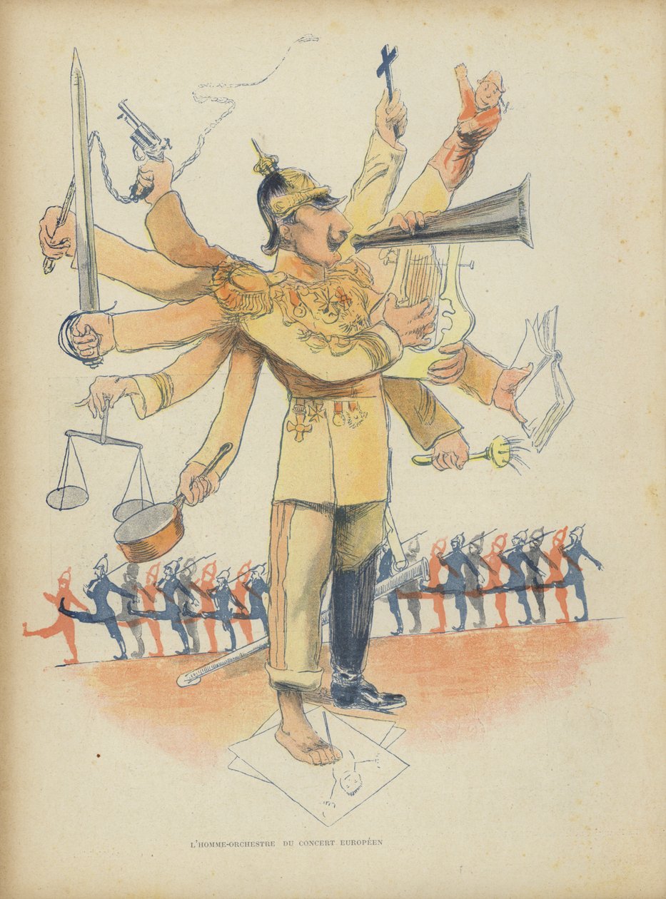 II. Vilmos császár, illusztráció a Le Rire számára (színes litográfia) alkotó: French School