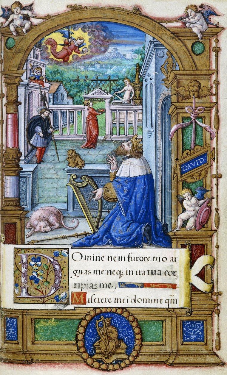 Dávid király hárfával, I. Ferencnek készült Órakönyvből, 1532-1540 alkotó: French School