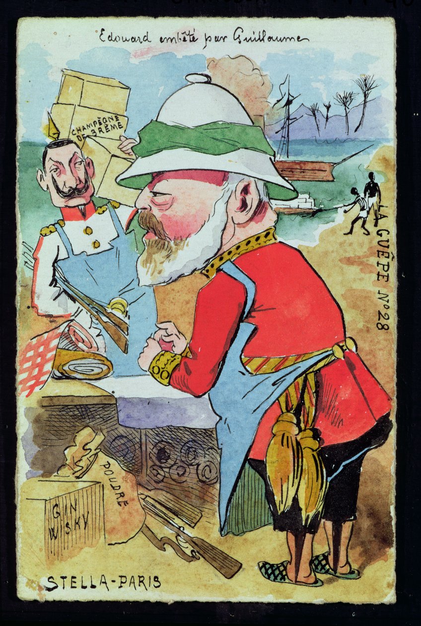 VII. Edward király (1841-1910) II. Vilmos császár (1859-1941) a Les Guepes-ből, 1890 körül (toll, tinta és wc papíron) alkotó: French School