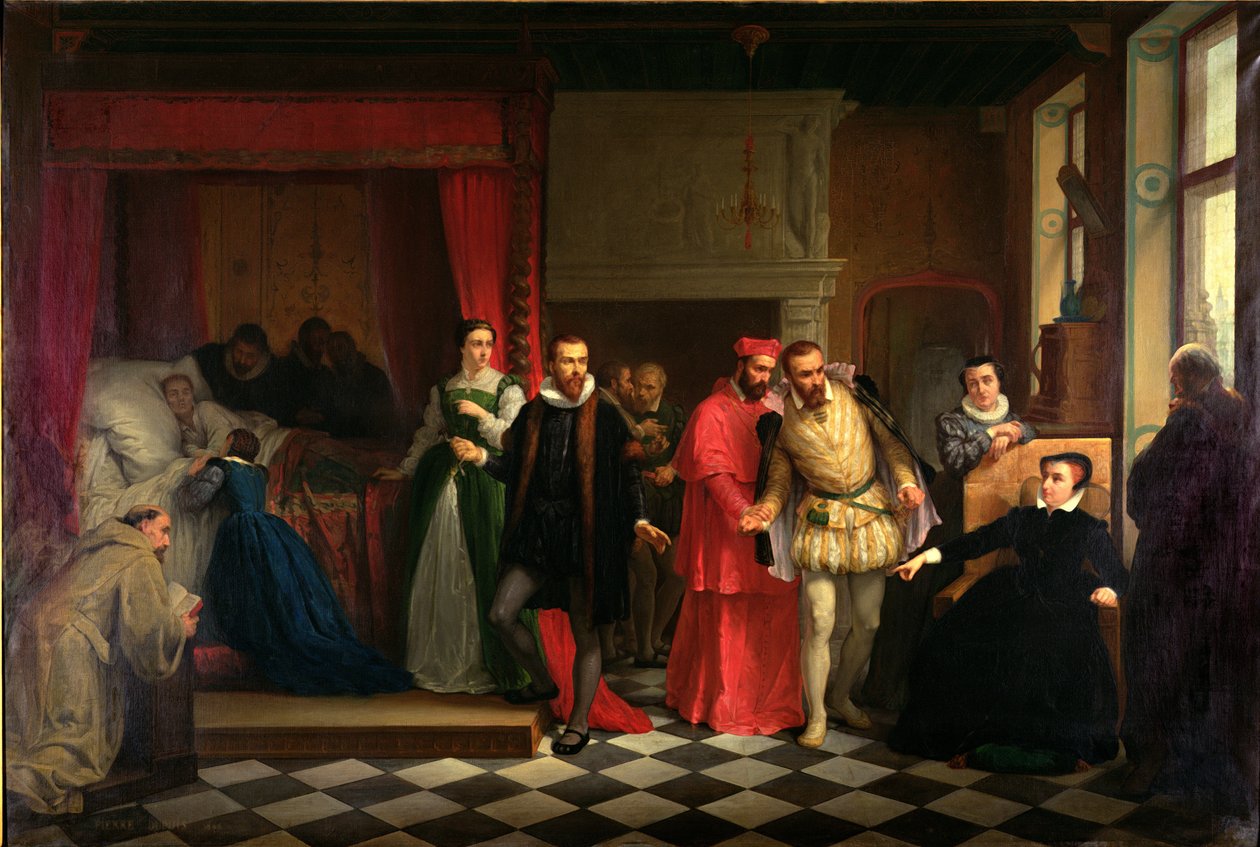 II. Ferenc király (1544-60) a halálos ágyán, 1865 alkotó: French School