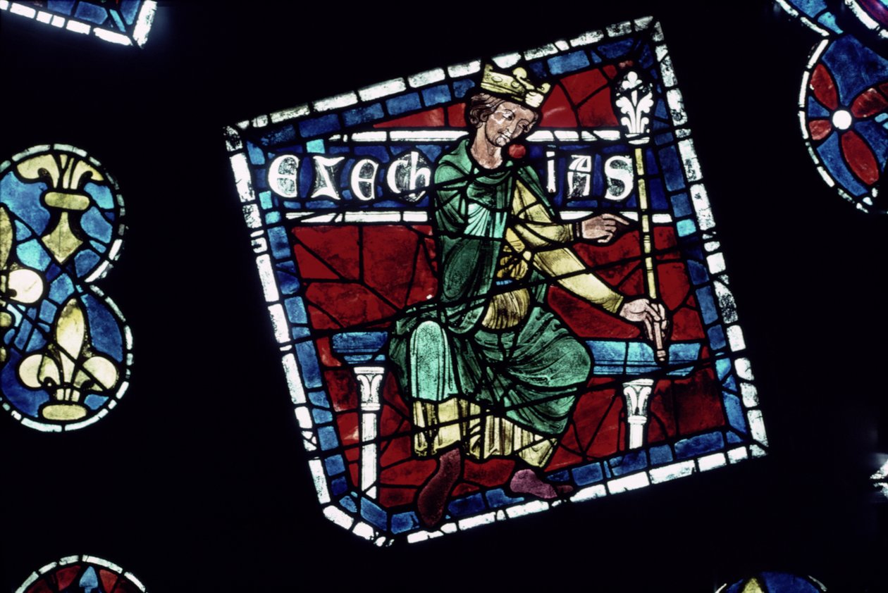 Ezékiás király, részlet az északi rózsaablakból, 1223 körül alkotó: French School