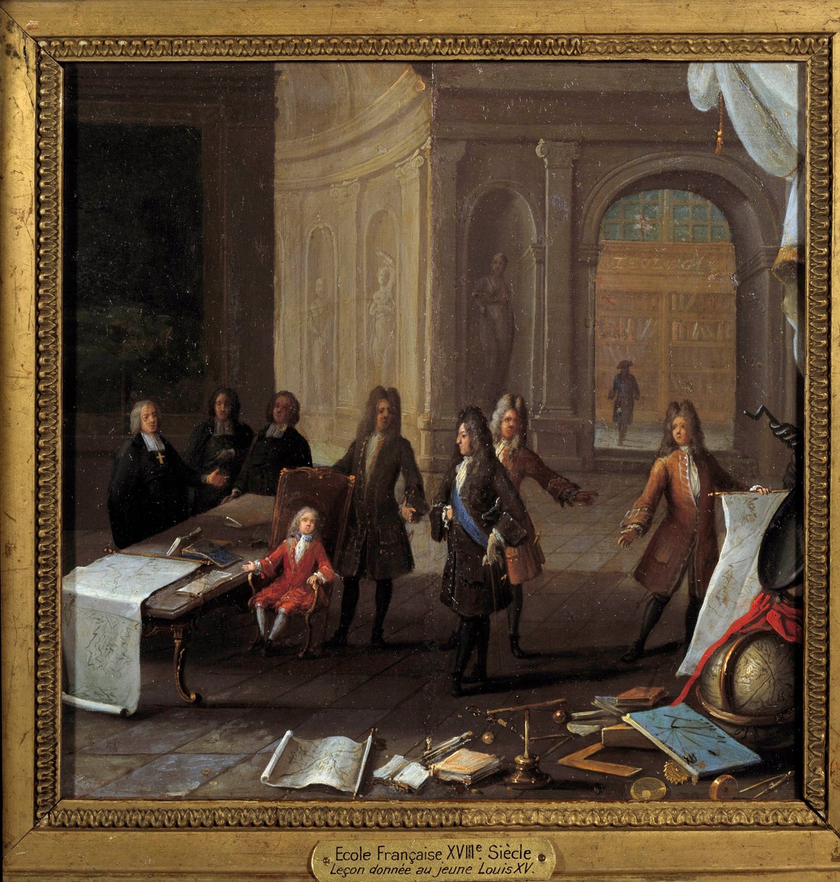 XV. Lajos király (1710-1774) gyermek, aki lecont kapott Fleury bíboros és II. Fülöp régens jelenlétében Orléans hercege (1674-1723) Névtelen 18. századi festmény, olaj réz Dim. 0,23 x 0,23 m Párizs, Musee Carnavalet – A chi tanítási jelenete alkotó: French School