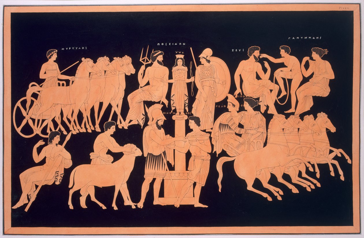 Oenomaus király, Hippodámia és Olimpiai istenek, megjelent 1808-10 alkotó: French School