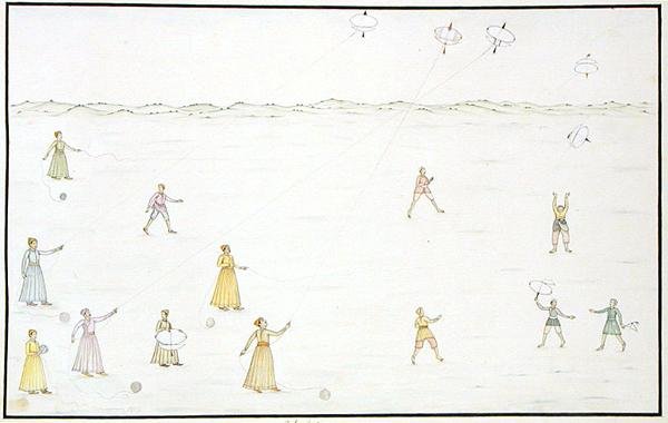 Kite Flying a „The Gentil Album”-ból, 1774-ben (guache papíron) alkotó: French School