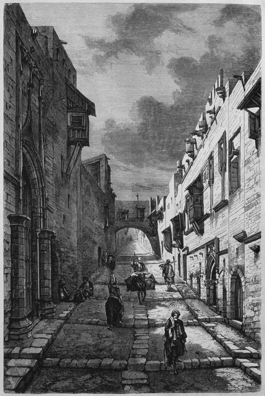 Knights Street Rodoszban, Szíria ma. Utazások Föníciában, Libanonban és Júdeában. Louis Charles Emile Lortet 1875-1880, 1884 (bw metszet) alkotó: French School