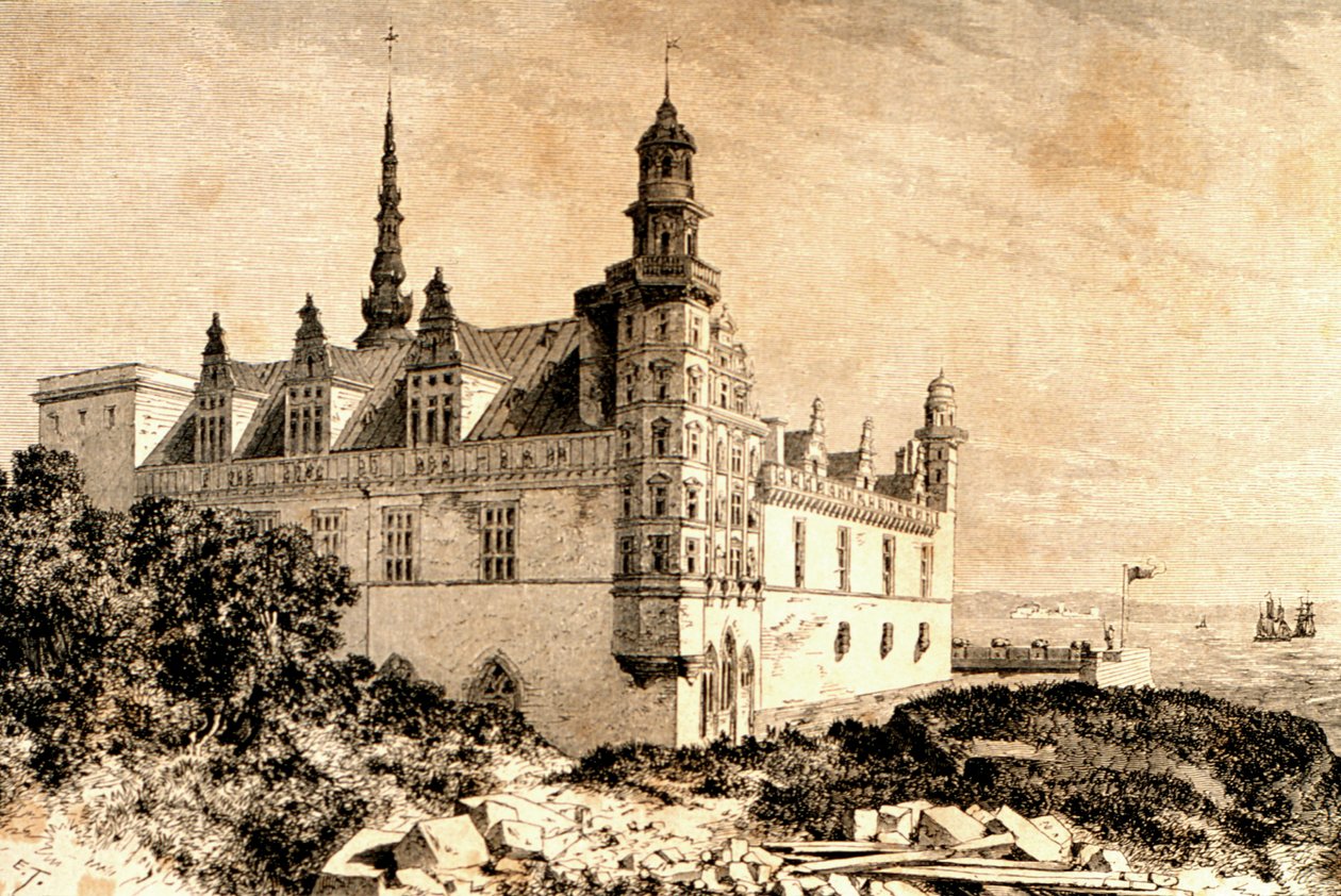 Kronborg kastély, Hillerod, Dánia, 1850-es évek, a `La Tour du Monde-ból, Párizs, 1860-as évek alkotó: French School