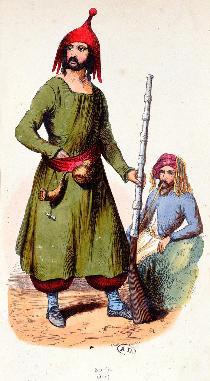 Kurd Warriors, 1840 körül (színes metszet) alkotó: French School