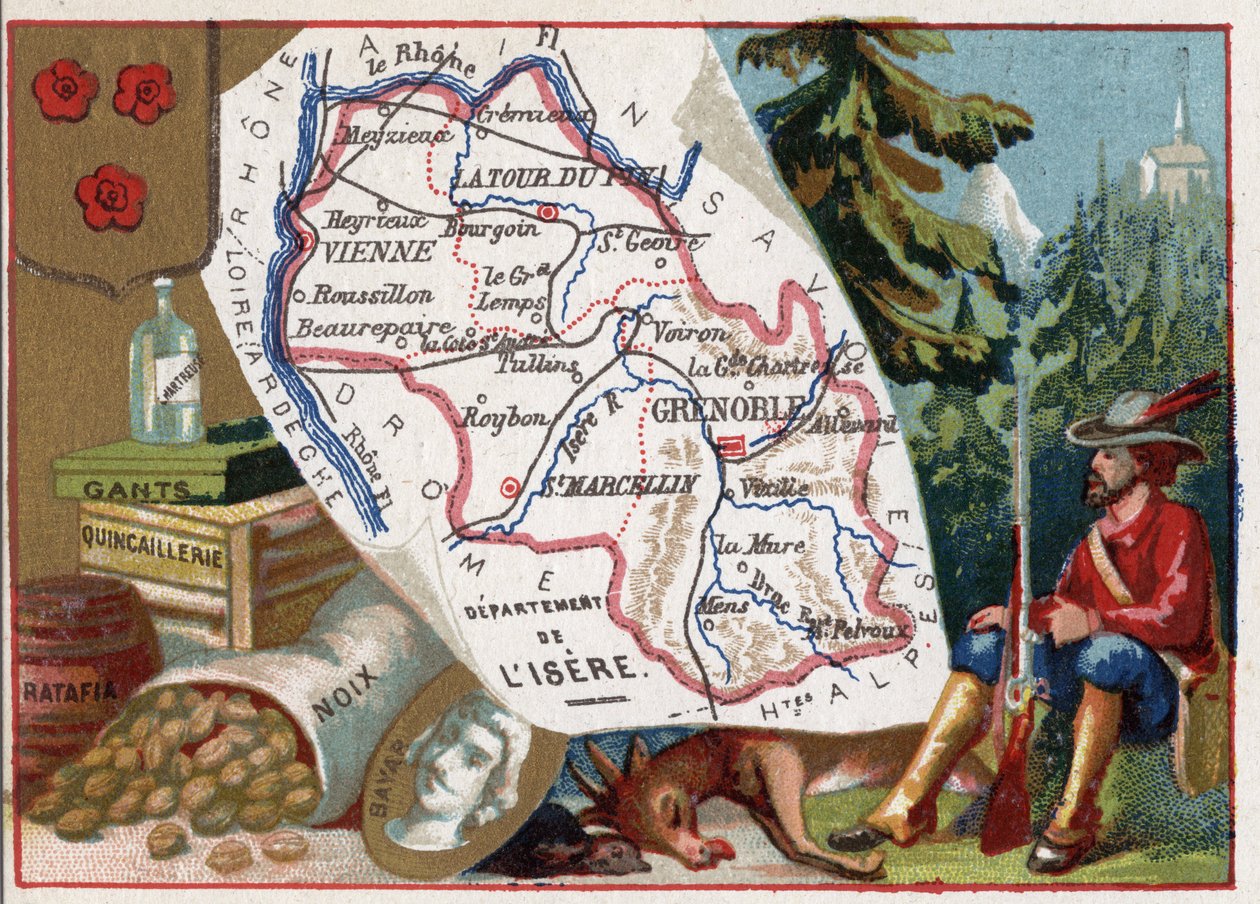 Isere (38), Rhône-Alpes (Rhone Alpes), Franciaország. Kesztyű, hardver, ratafia, dió. Pierre Terrail LeVieux portréja, Bayard ősembere (Bayard lovag alkotó: French School