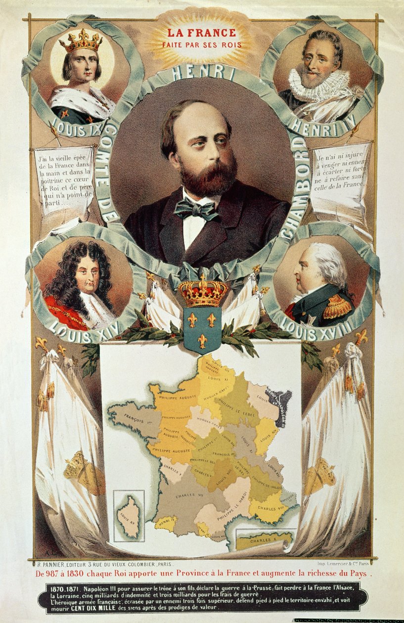Franciaországot királyai, Henri Charles Ferdinand Marie Dieudonne (1820-83) Chambord grófja készítette 1870 után alkotó: French School