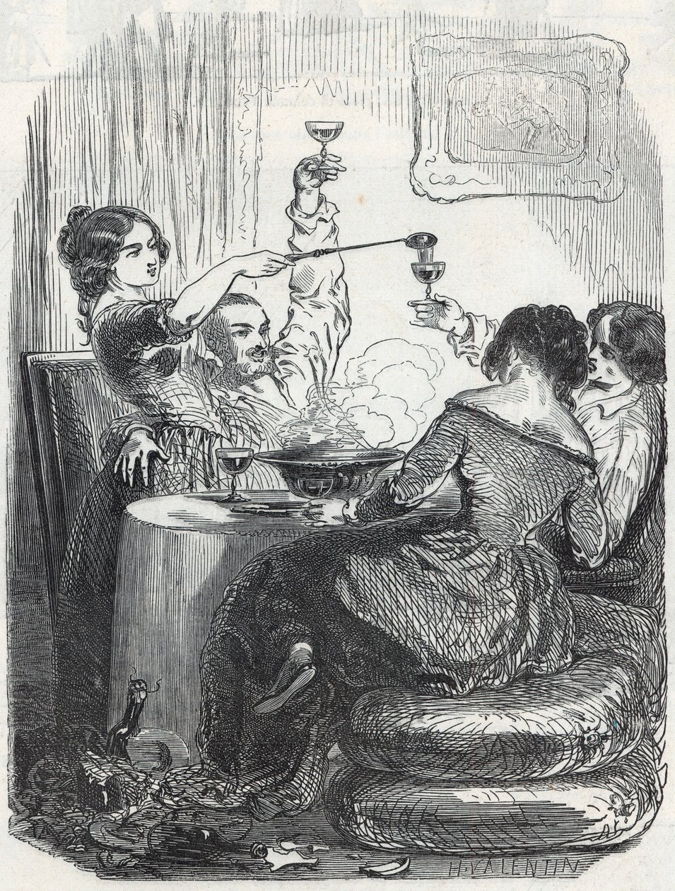 La Maison Doree étterem a Boulevard des Italians 20. szám alatt, Párizs 9. kerületében – Edmond Texier 1852-es gravírozása „Tableau-de-Paris”-ban alkotó: French School