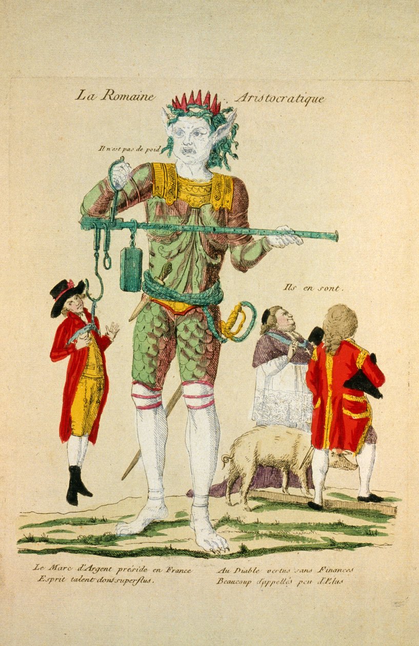 Az arisztokrata római, kocsma. 1789 (kézzel színezett metszet) alkotó: French School