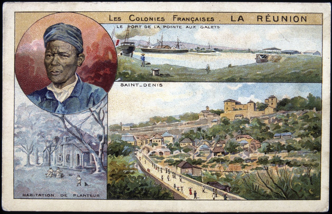 La Réunion, St Denis látképe - képeslap kromo., deb. 20. század alkotó: French School