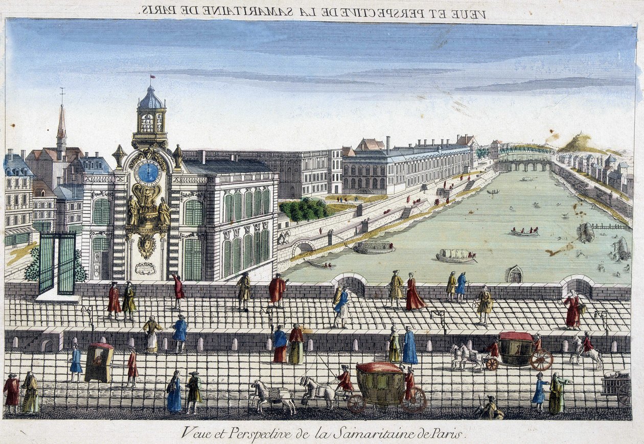 La Samaritaine (vízszivattyú) a párizsi Pont Neuf-en - optikai nézet alkotó: French School