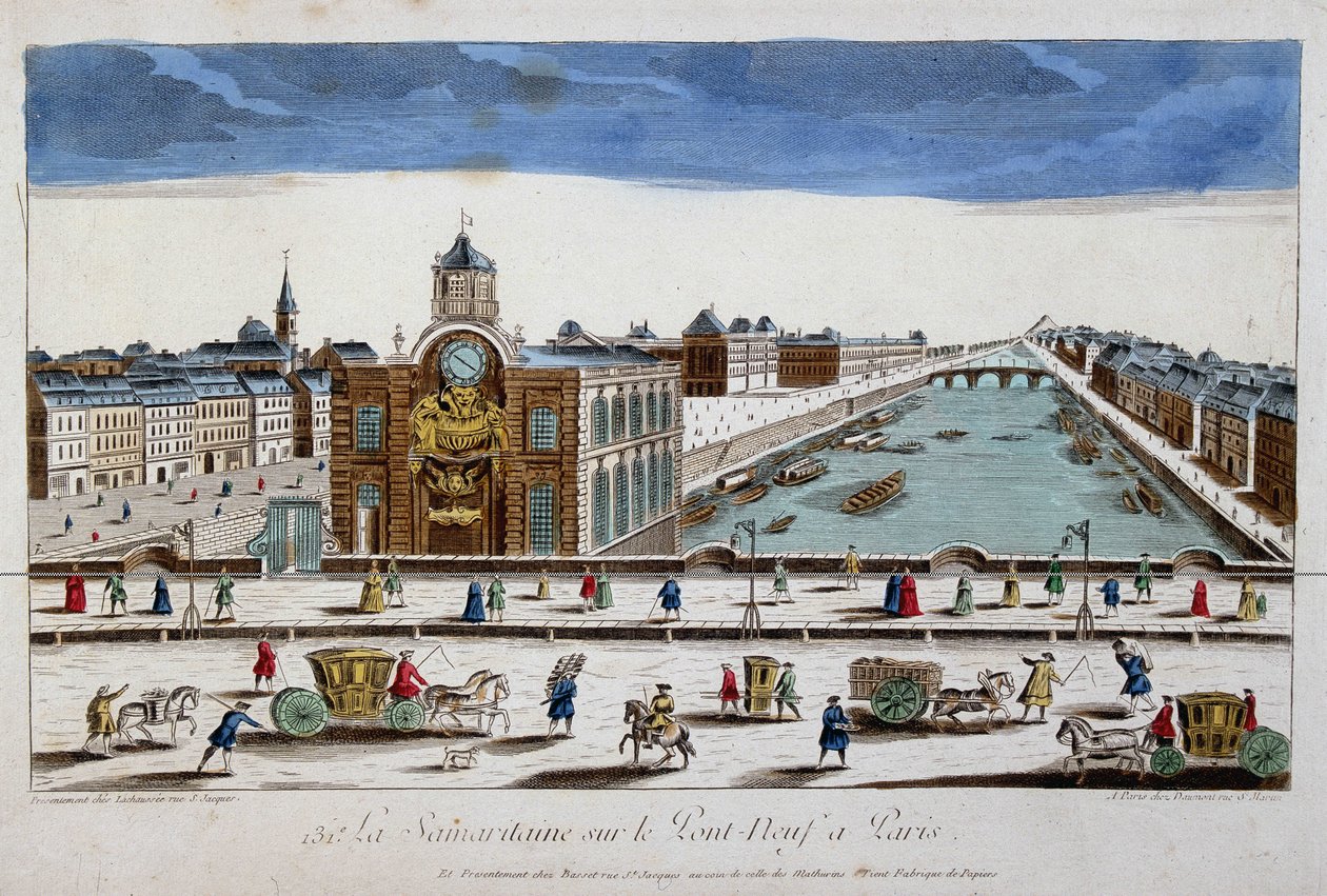 La Samaritaine (vízszivattyú) a párizsi Pont Neuf-en - optikai nézet alkotó: French School