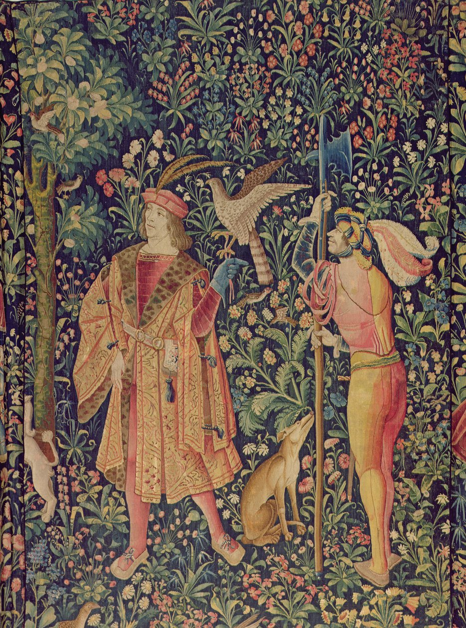 La Vie Seigneuriale – Vadászatra indulás, 1500 körül alkotó: French School