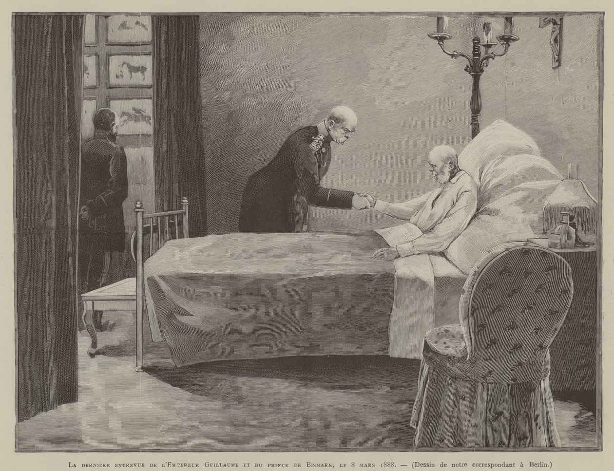 Vilmos császár és Bismark herceg utolsó találkozója, 1888. március 8. (metszet) alkotó: French School