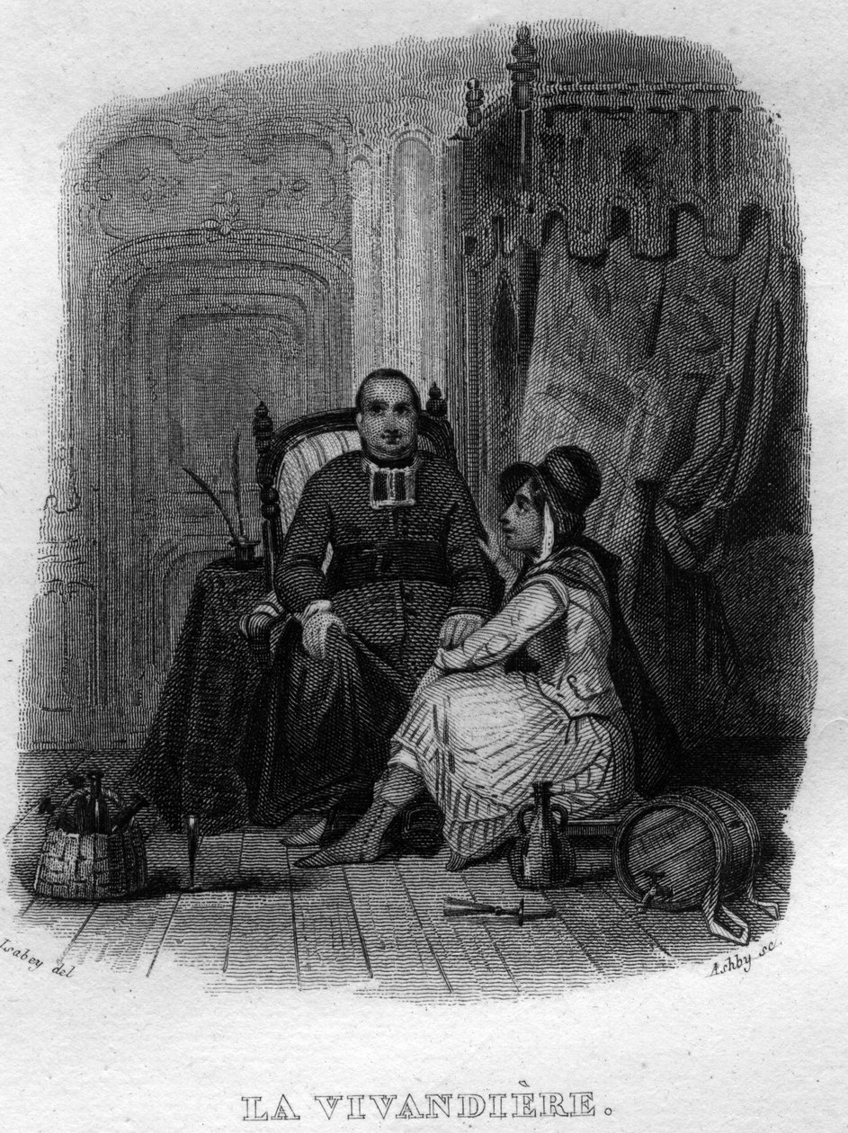 La vivandiere Chanson de Beranger Pierre Jean de Beranger (1780-1857) francia költő és dalszerző „Az életmű befejeződik” című művében (1834). alkotó: French School