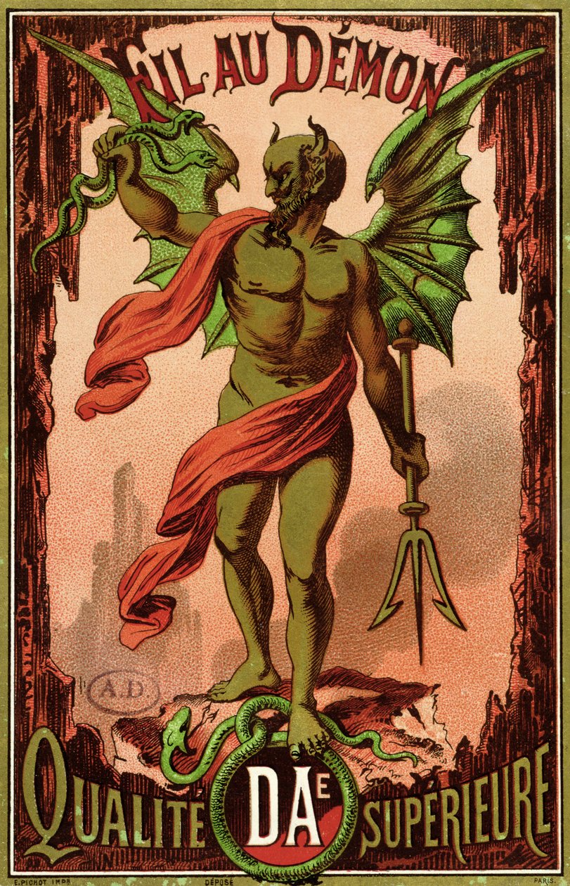 A Fil au Demon márkájú varrócérna címke, 1880-90 körül alkotó: French School