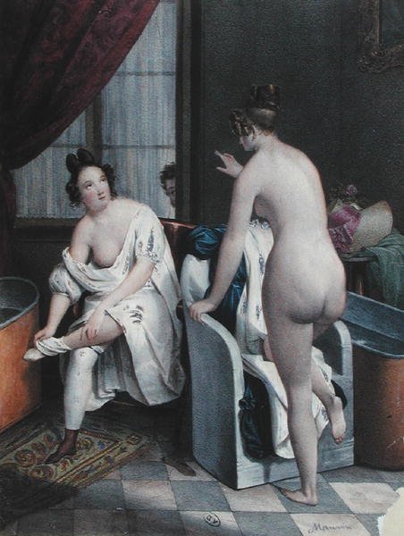 Fürdő hölgyek, 1840 körül (színes litó) alkotó: French School