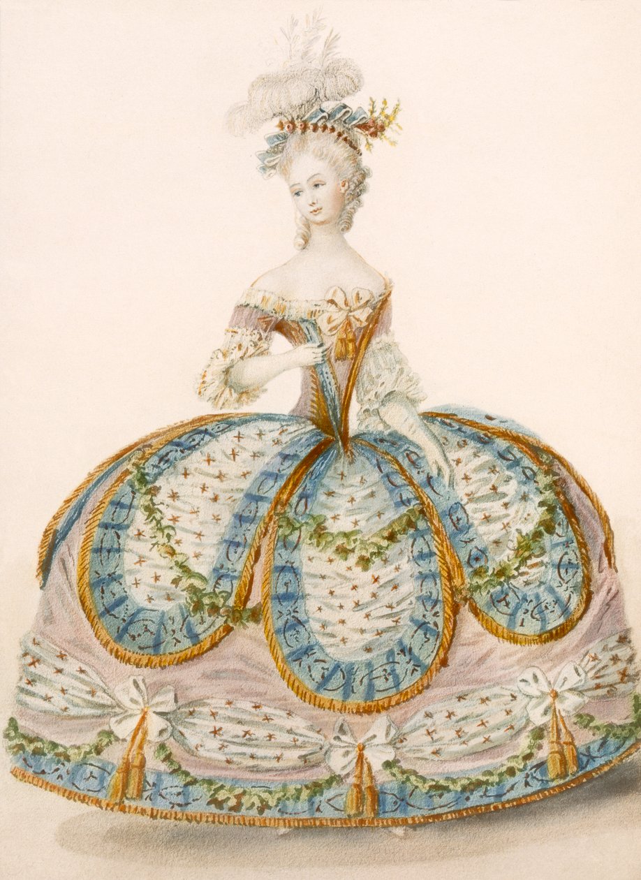 Női ruha királyi alkalomra, design attr. Anvoriousba, kocsmába. 1796. április alkotó: French School