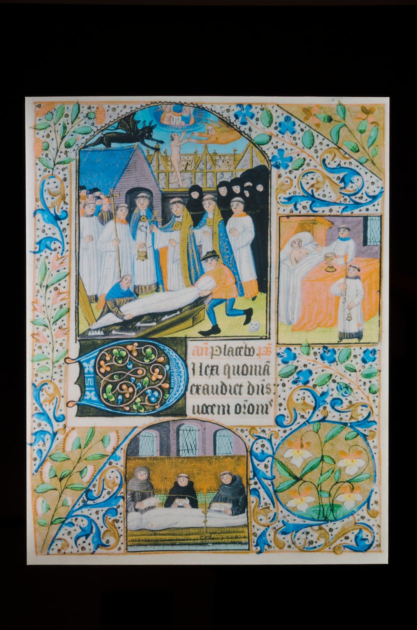 Utolsó kenet - halotti szertartás - temetés, pergamenlap egy Órakönyvből, Észak-Franciaország, 1480 körül (kézirat) alkotó: French School