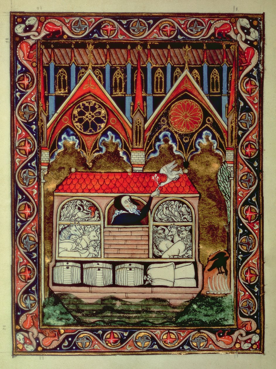 Lat 10525 f.3v Noé bárkája, Szent Lajos zsoltárából, 1258-70 körül alkotó: French School