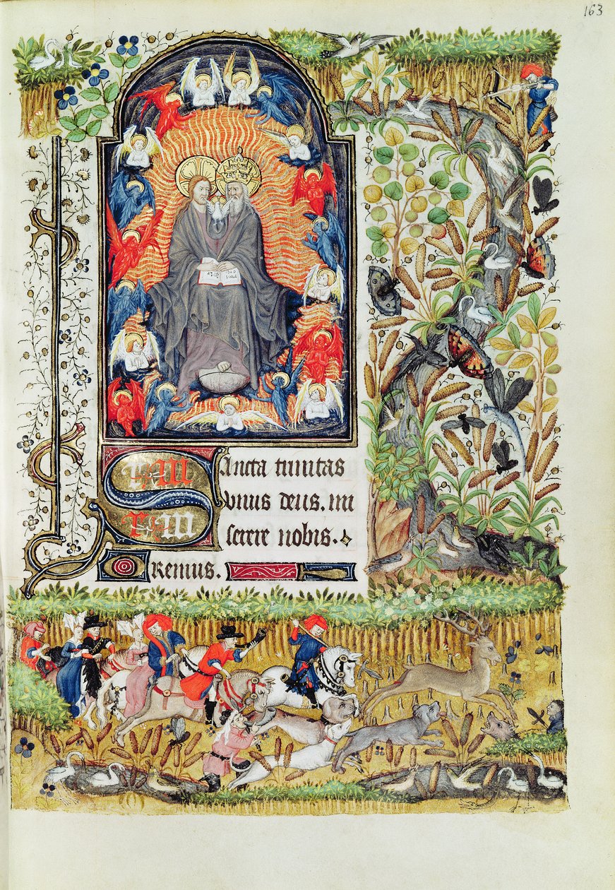 Lat 1156 B f.163 november; szarvasvadászat, Marguerite dOrleans óráiból, 1426-38 alkotó: French School