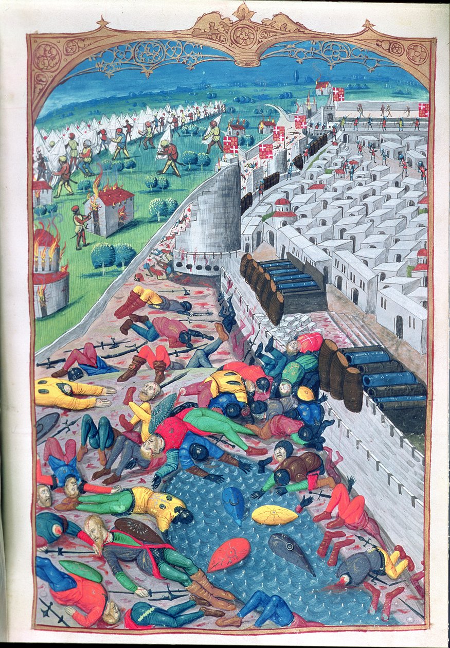 Lat 6067 Tiszteletre méltó kapituláció után, Guillaume Caoursin Rodosz ostromának történetéből, 1483 alkotó: French School