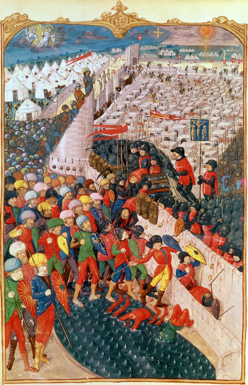 Lat 6067 A török hadműveletek Rodosz ostrománál, Rodosz ostromának története, Guillaume Caoursin, 1483 alkotó: French School