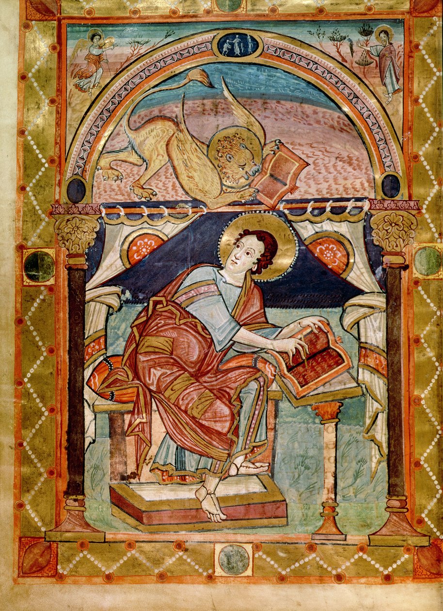 Lat 8850 f.81v St. Mark, francia, a Charlemagne udvari iskolából alkotó: French School