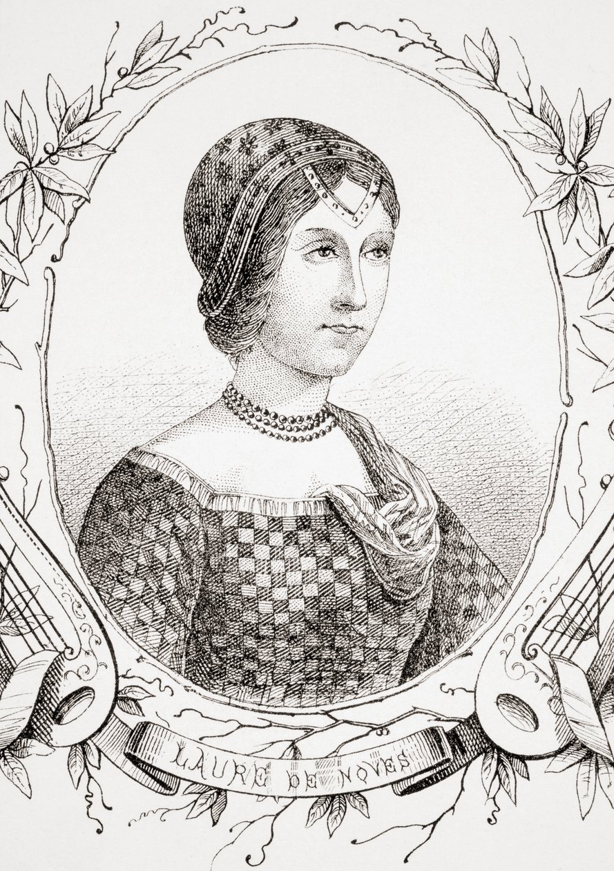 Laura de Noves, Az ókori és modern egyetemes történelemből, kiadva Strasbourgban 1860 körül (metszet) alkotó: French School