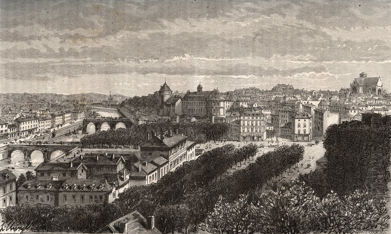 Laval - Mayenne - Pays de la Loire - metszet V.A. Malt-Brown „La France illustrée: földrajz, történelem, statisztikai adminisztráció” c. 1884 alkotó: French School