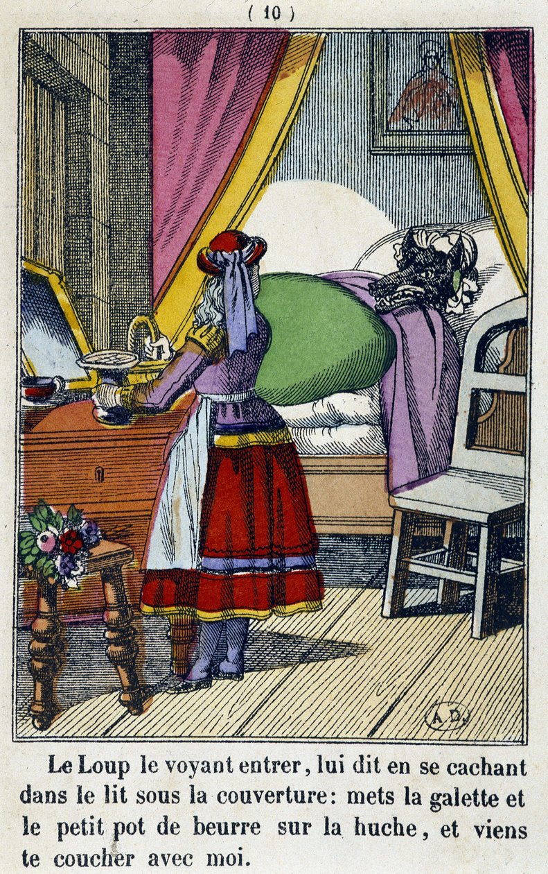 Le Chaperon Rouge dans la chambre du loup - „A Piroska”-ban, szerk. Pellerin, Epinal, n.d. 19. alkotó: French School