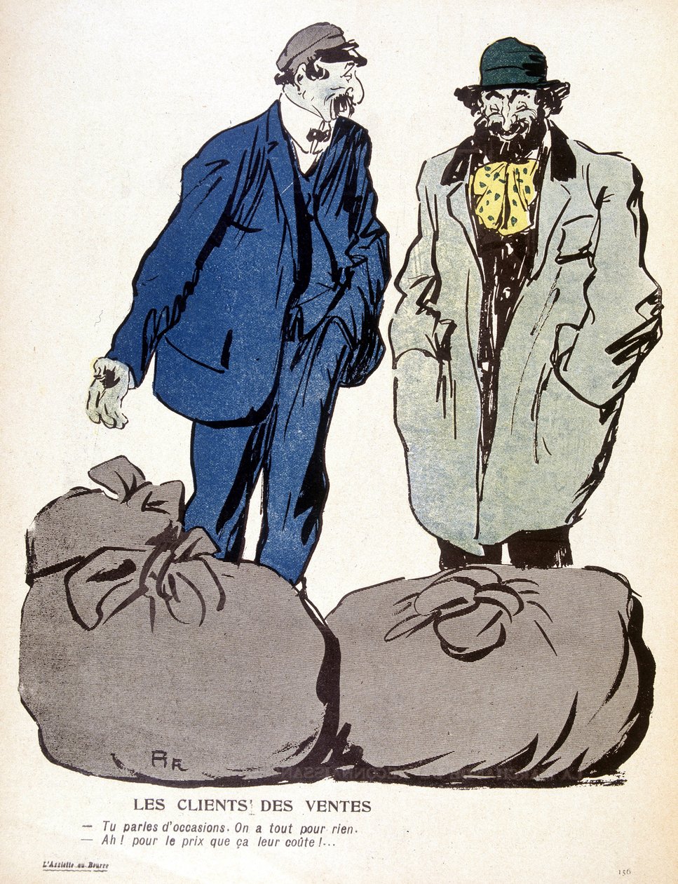 Le Mont-de-Piété: vásárlók, értékesítés - a „Vajas tányér” című kiadványban, 1905.06.03. alkotó: French School