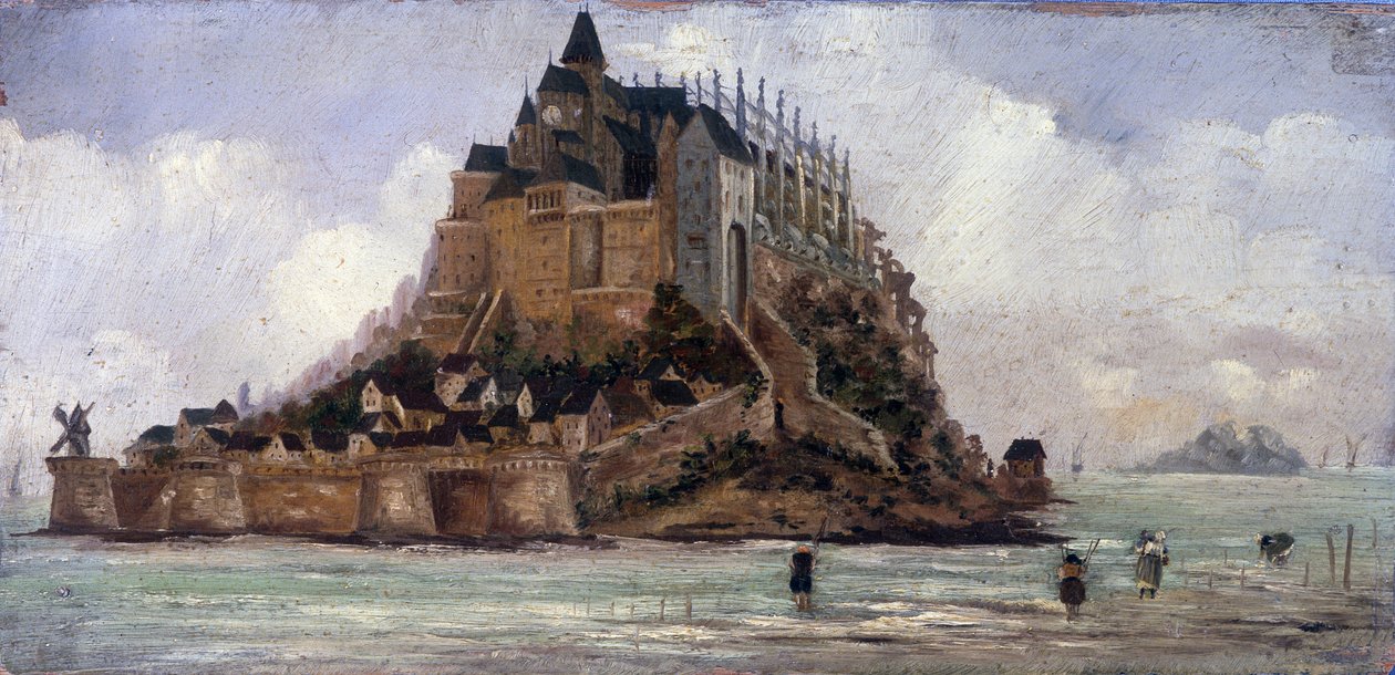 Le Mont Saint-Michel egy alacsony kanca - olaj, panel, névtelen alkotó: French School