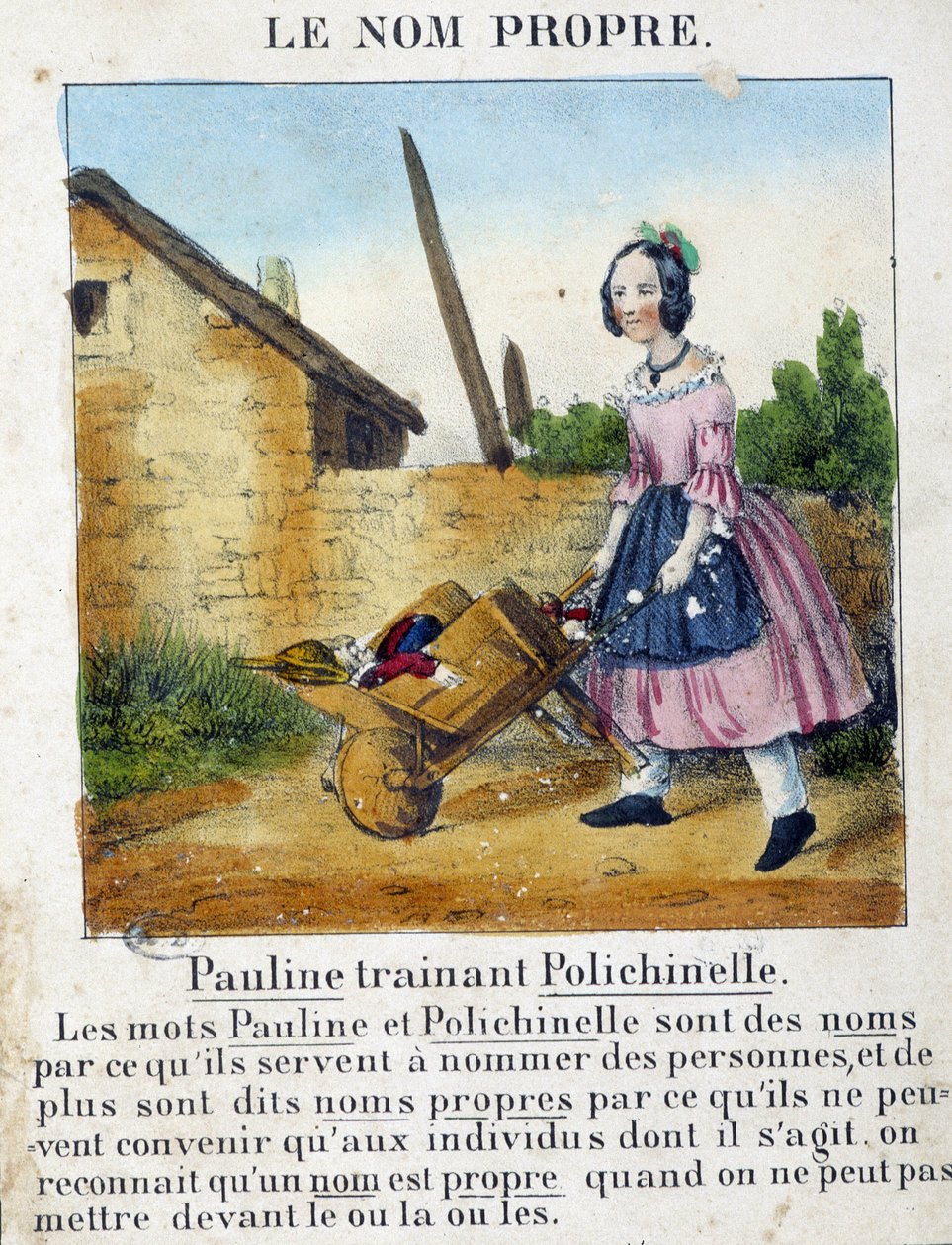 Le Nom Proper (egy lány, aki a játékait hordja) – a „” La grammar en images”-ben” alkotó: French School