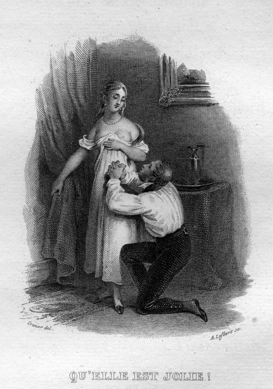 Le elle est Jolie Chanson de Beranger: Pierre Jean de Beranger (1780-1857), francia költő és dalszerző: „Az életmű befejeződik” (1834). alkotó: French School