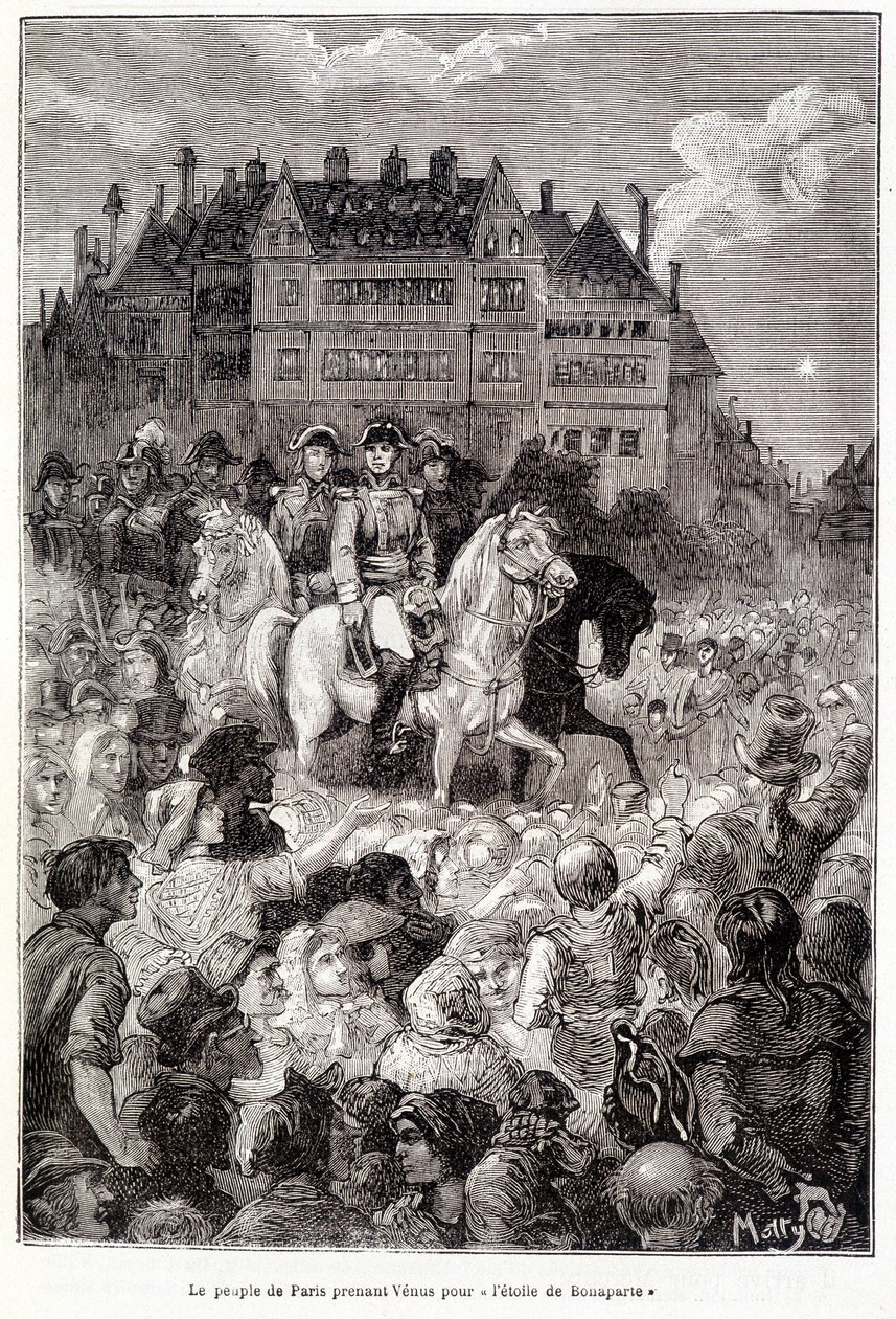 A párizsiak a Vénuszt "Bonaparte csillagának" tekintik - Camille Flammarion "Les terres du ciel" című művében, Marpon  Flammarion szerk., Párizs. alkotó: French School