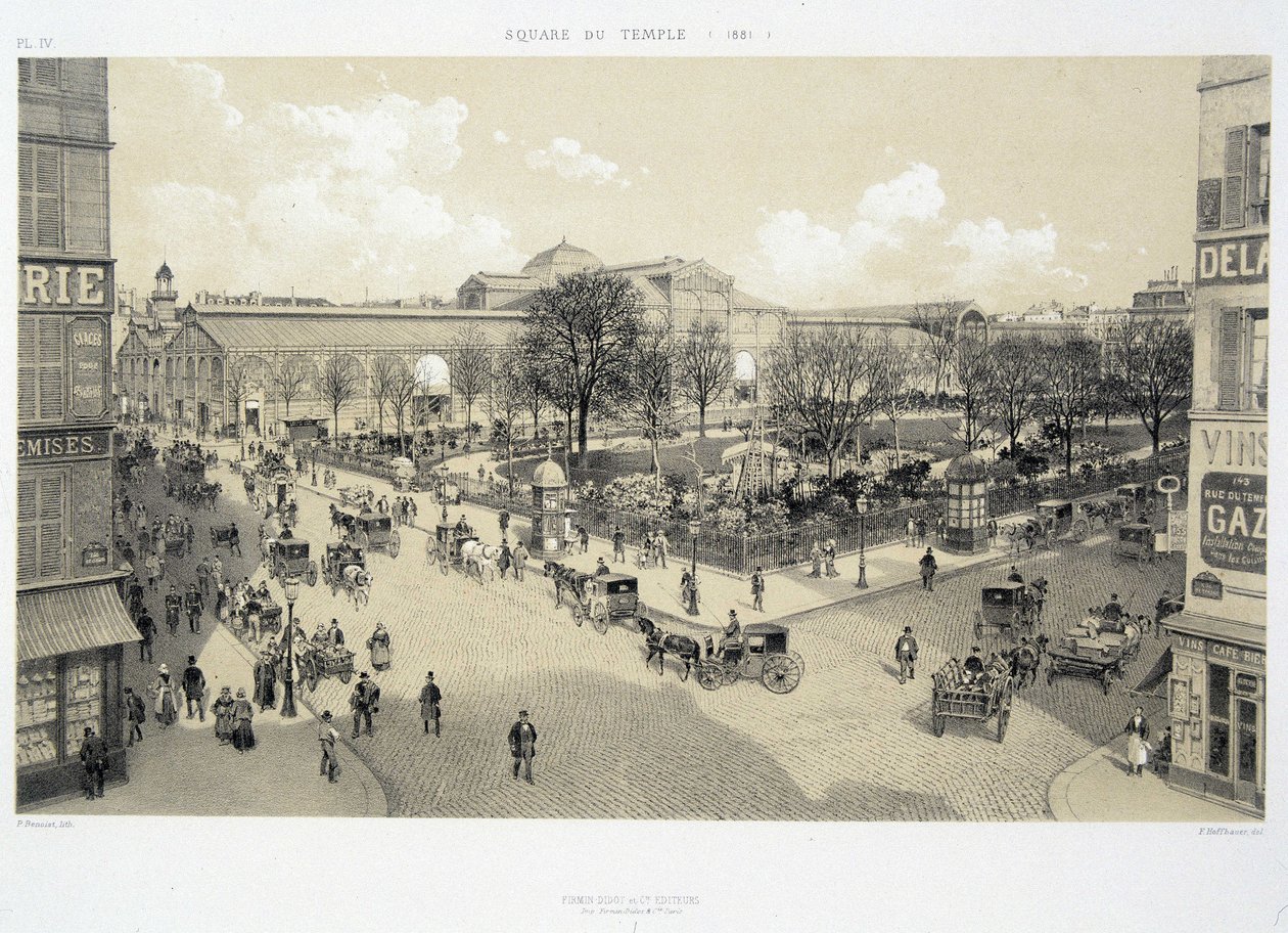 Le square du temple en 1881 - „Párizsban a korokon át: le temple et la rue Royale”, 19. század vége alkotó: French School