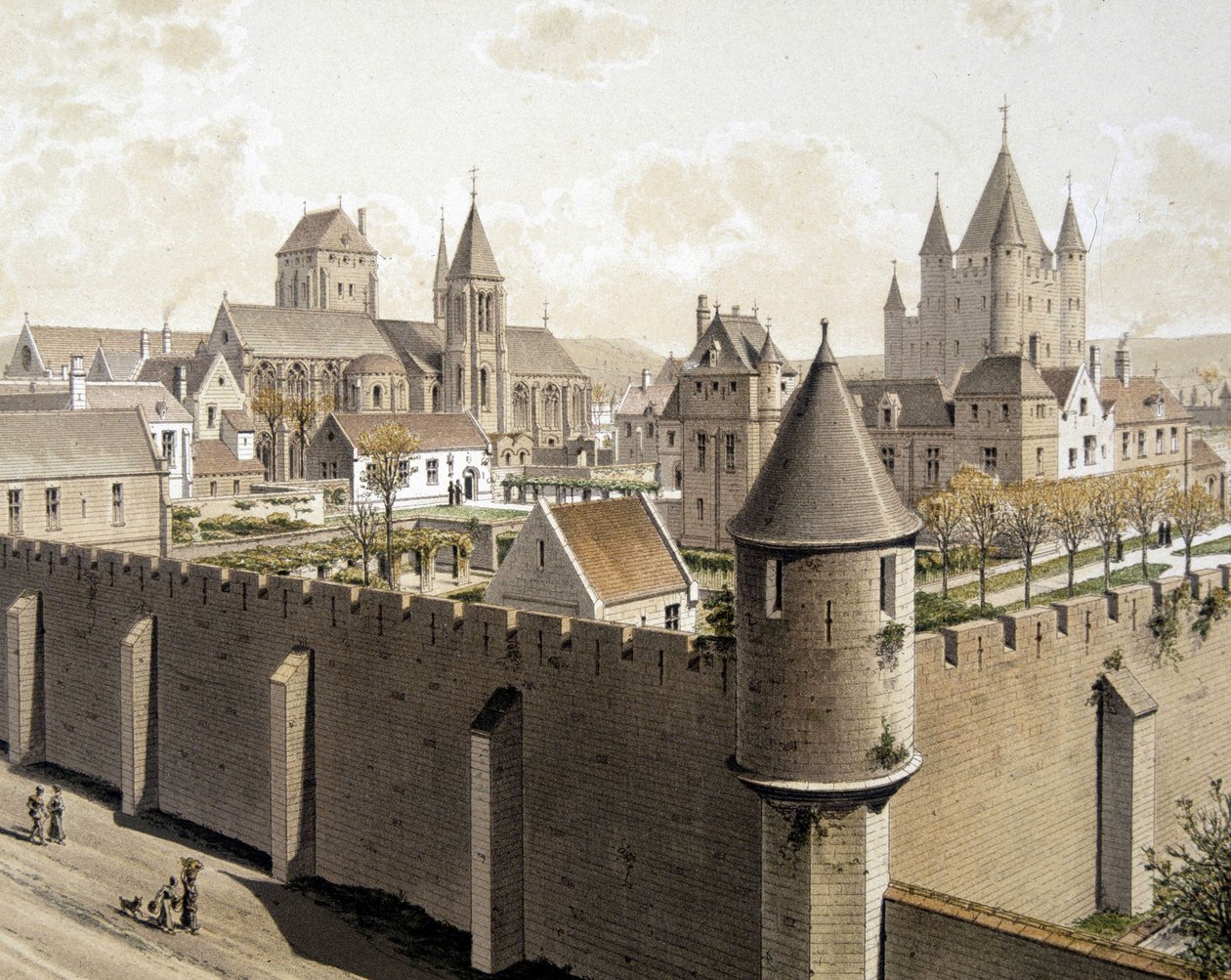 A párizsi templom és a rue Royale, nd. 17. század - „Párizsban a korokon át: a templom és a rue Royale”, 19. század vége alkotó: French School