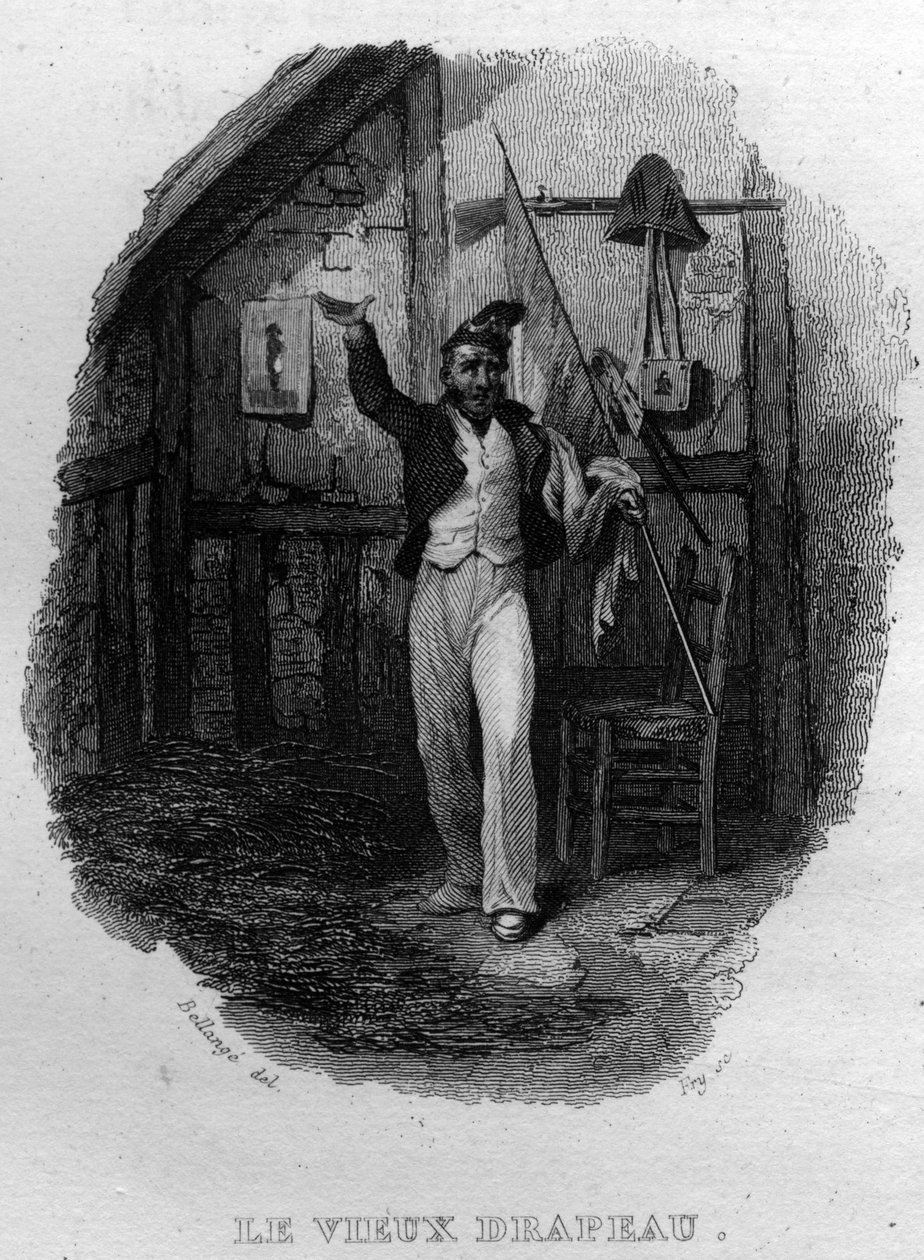 A régi zászló, Chanson de Beranger Pierre Jean de Beranger (1780-1857) francia költő és dalszerző „Művei befejeződnek” című művében (1834). alkotó: French School