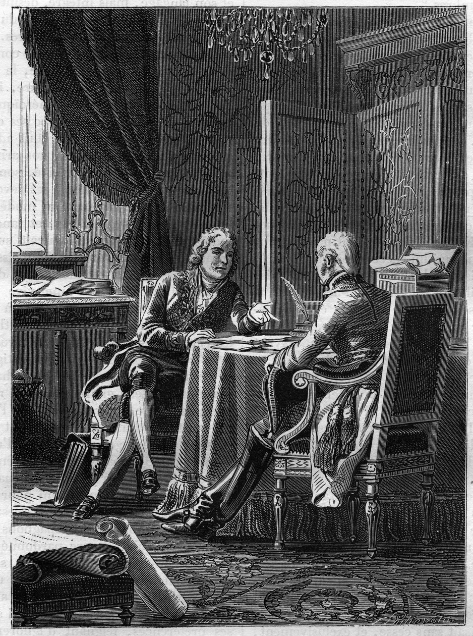 Előadás Saint Julien (Saint-Julien) grófja, Ausztria képviselője és Charles Maurice of Talleyrand Perigord (Talleyrand-Perigord) között alkotó: French School