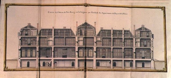 A Chateau de Petit-Bourg hosszirányú része, a király és a királyné szobáinak lakosztályával alkotó: French School