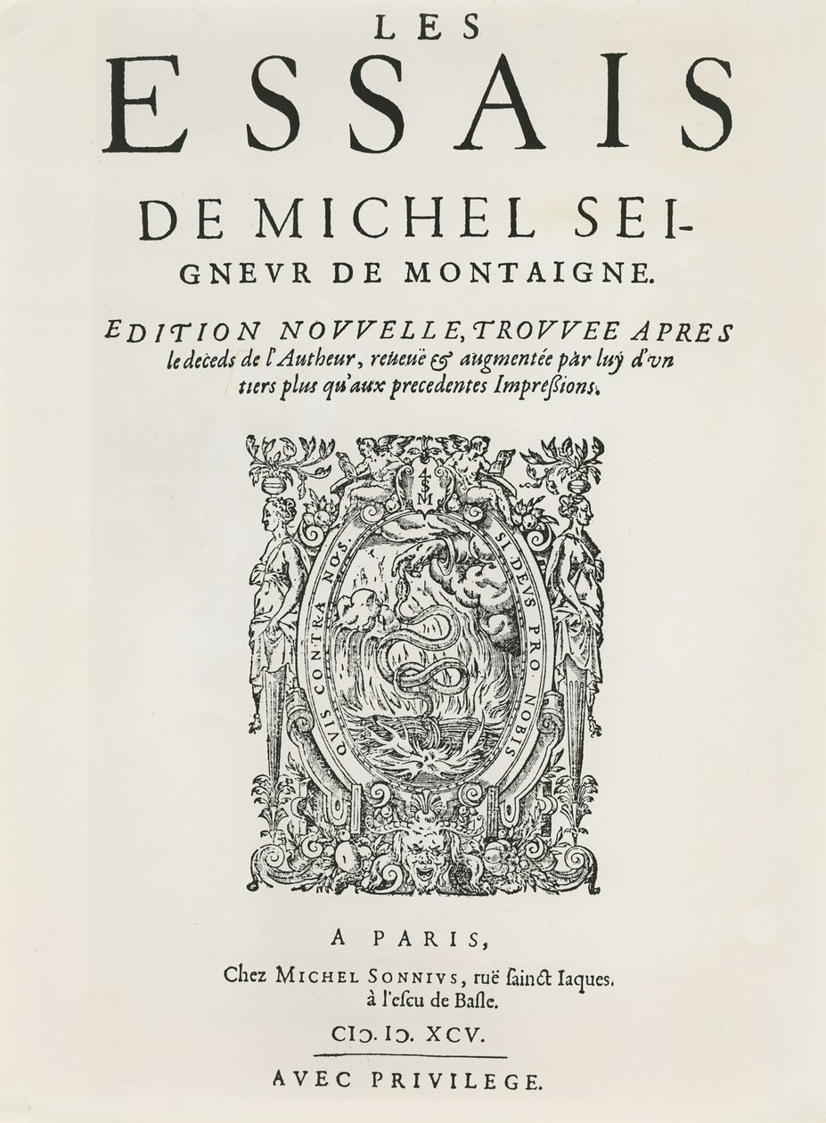 Michel de Montaigne „Les Essais”, 1595-ben megjelent (metszet) alkotó: French School