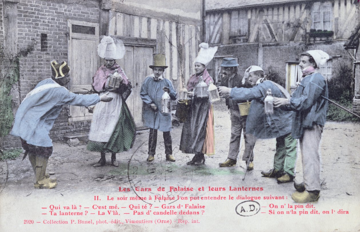 The Cliff Guys and their Lanterns, 1910 körül (egy fotó után) alkotó: French School