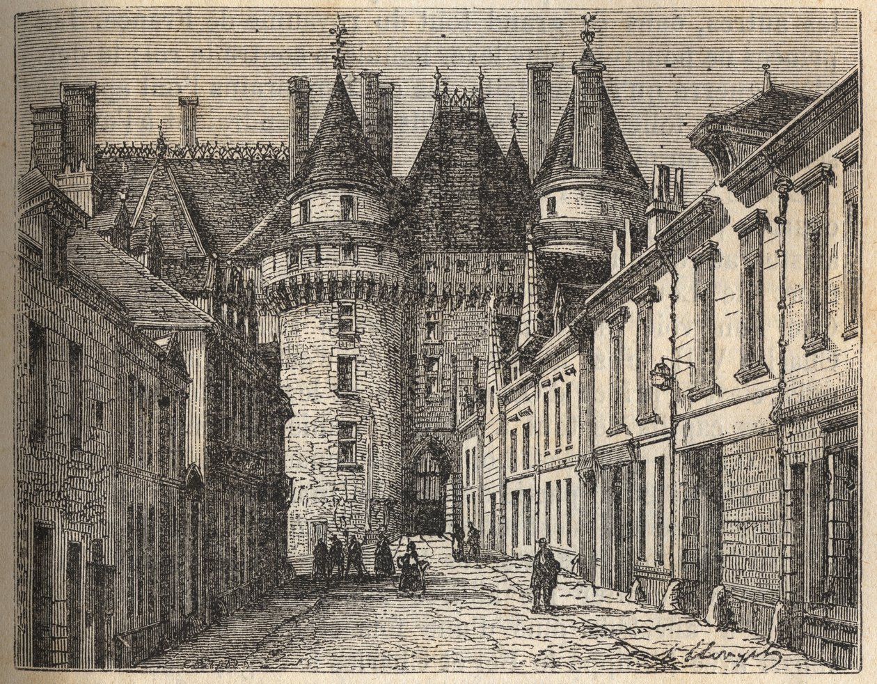 Loire kastélyai: Langeais kastélya (Indre-et-Loire) - Victor Duruy (1811-1894) „Histoire de France” című metszete - 1882 alkotó: French School