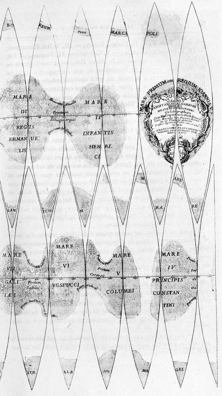 A Vénusz tengerét és orsóinak metszését Bianchini 1727-ben tanulmányozta – Camille Flammarion „Les Terres du Ciel” című művében, szerk. Marpon & Flammarion, Párizs alkotó: French School